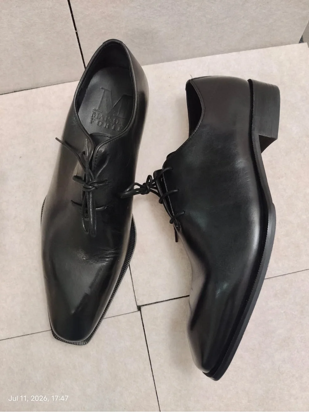 NWOB Maison Forte Director Wholecut Oxford Men's Shoes Size 11 Black Leather